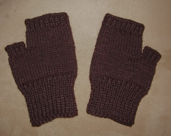 Hand knit Fingerless Gloves - Black