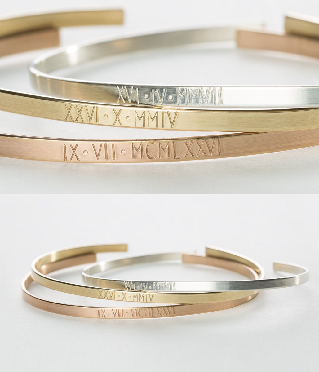 Roman Numerals Bracelet Personalized Custom Date Bracelet