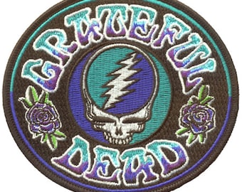 Grateful Dead Patch -Stealie Embroidered Patch/ Steal Your Face/ Psychedelic/ 13 point Lightning Bolt/ Roses