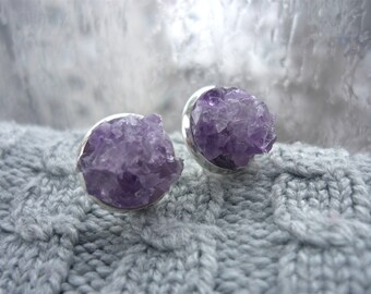 Amethyst earrings Stud earrings Birthstone jewelry Stone stud earrings Amethyst stone studs Purple earrings Purple gemstone earrings stud