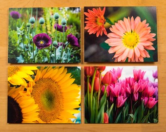 Floral Photo Note Cards, Set of 8 Blank A2 Cards Featuring Garden Flowers