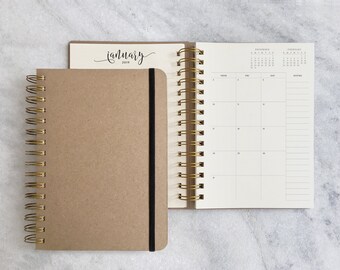 2018-2019 planner | academic planner 2018 | 2018 planner | kraft weekly planner | daily agenda | Blank Cover