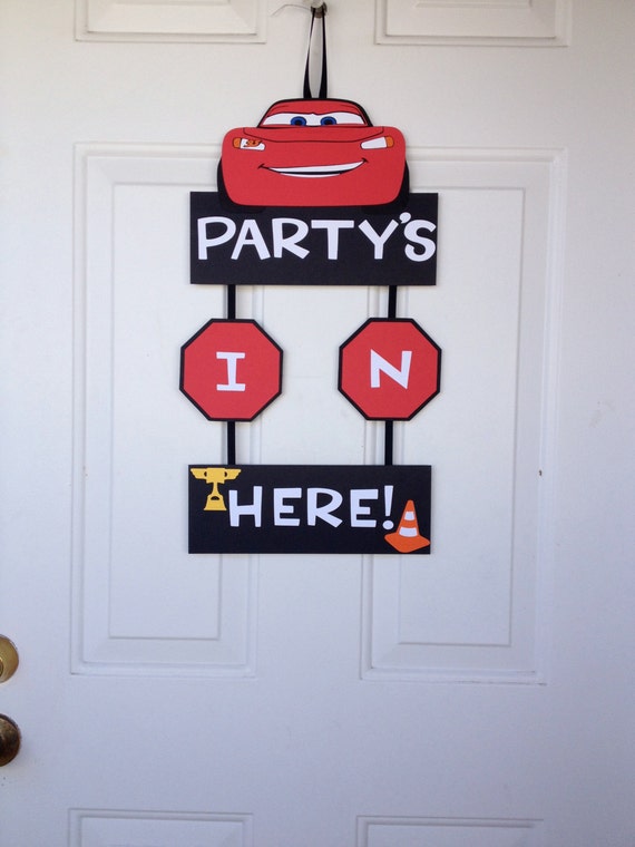 Cars Lighting McQueen Door Birthday Sign Banner Baby Shower