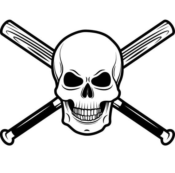 Baseball Logo 18 Skull Wood Stick Bat Crossed Ball Sports