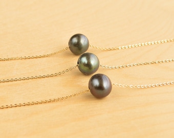 Floating Pearl Necklace, Pearl Necklace, Gold Necklace, Bridesmaid Gift, Pearl Jewelry