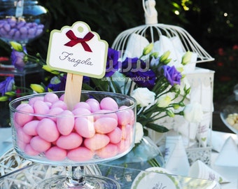 Tags for Candy Bar or Almond sweets_candy Toppers_Tags for cupcakes toppers_Wedding Decoration_Handmade in Italy