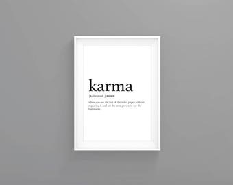 Karma definition print Bathroom Wall Decor Karma Printable