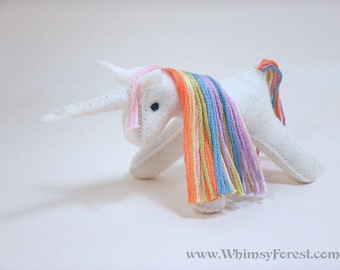 Miniature Pastel Rainbow Felt Toy Unicorn