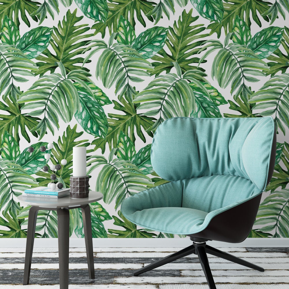 Palm leaf removable wallpaper / monstera leaf self adhesive