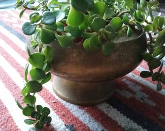 Brass Succulent Planter // Small Vintage Planter // Bohemian Eclectic // Pedestal Planter