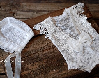 Newborn Set, Newborn Lace Romper, Newborn Photo Prop, Newborn Romper Prop,Newborn Outfit Prop; Newborn Prop; Photography Prop