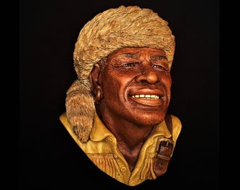 Vintage Bossons, England Chalkware Head, York the Explorer with Coon Skin Cap , ca. 1988