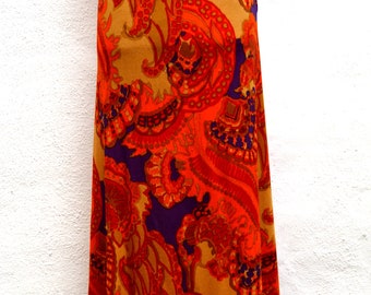 1960s PSYCHEDELIC Maxi SKIRT. Size Small