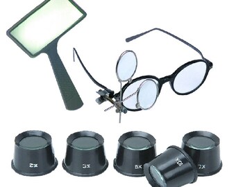 7PC Tool Kit Jewelers Tools Set repairs hobbies craft painting reading magnifying glass magnifier tools kits indoor outdoor home shop garage