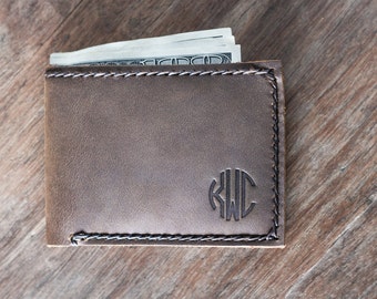 Monogram Wallet, PERSONALIZED Gifts for Men, Father's Day Gift, Leather Wallet, Groomsmen Gifts, Gifts for Him, Mens Wallets - Listing #024
