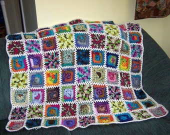 Granny square crochet lap robe