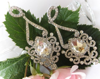 Swarovski Crystals Bridal Chandelier Earrings "Light of India", Bridesmaid Earrings, Long Earrings, Bridesmaid Jewelry, Dangle Earrings