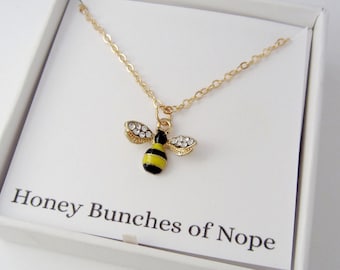 Bumble Bee Necklace - Honey Bunches of Nope Necklace - Face Your Fears Gift - Antique Silver Jewelry - Inspired by #theinternetnamesanimals