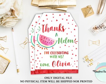 Watermelon Thank You Tags, Fruit Watercolor Favor Tags Printable, Watermelon Birthday Party, Summer Favor Tags, Aloha Tags, Digital File