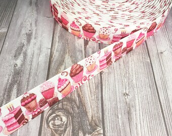 Cupcake ribbon - Sweet ribbon - Bakery ribbon - Baker ribbon - Hair bow ribbon - Sweets ribbon - Cake ribbon - Food ribbon - Craft supplies