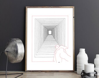 Abstract minimalist art, line drawing, contemporary art, wall art, wall decor, digital download, minimalism picture, pen drawing, impressive