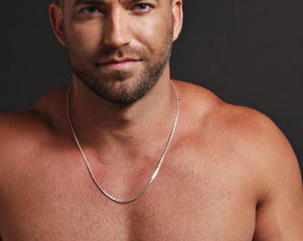 Sterling silver chain necklace for men - .925 sterling silver men's necklace - simple and minimalist jewelry for men - fine jewelry for him.
