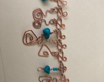 Copper and Turquoise Charm Bracelet