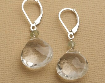 Crystal Quartz Earrings, Gemstone Sterling Silver Earrings, Clear Crystal Earrings, April Birthstone Earrings, Silver Leverback Earring
