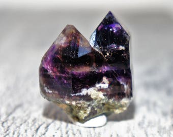 Smoky Quartz and Amethyst with Phantoms Twin Points Collector Mineral Specimen