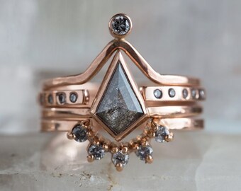 Natural Rose Cut Geometric Diamond Ring