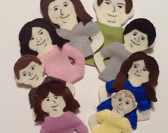 Custom finger puppets, Family Finger puppets, felt toys, children's toy, Character Finger Puppets, custom puppets, unique baby gift, toy