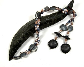 RATTLE, One of a Kind Handmade Ceramic Cog Textured Rattle Snake, Meditation Rattle with Terra Sigillata, Clay, Glass and Multi-Bead Accents