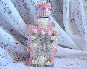 Romantic shabby bottle pink