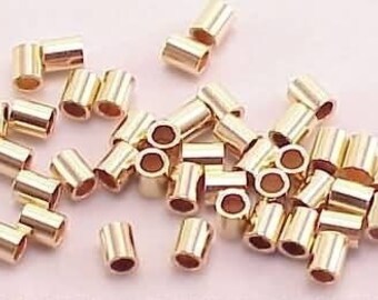 2mm Crimps Tube Beads Gold-Plated 41003 (400) 2mm Gold Crimps, 2mm Gold Plated Crimps, Spacer Bead, Gold Tube Crimps
