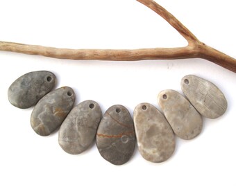 Rock Beads Mediterranean Beach Stone Beads River Stone Diy Jewellery Drilled Natural Stone Pebble Pendants SOFT MIX 31-35 mm