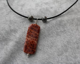 Fire Agate and Sterling Silver 17 1/2" Necklace