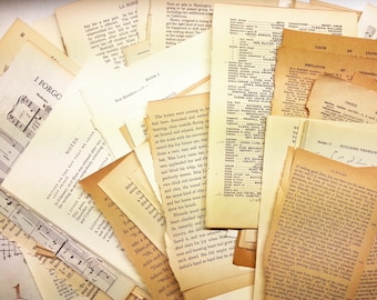 80 book pages | vintage paper | paper ephemera | vintage book pages for collage | paper supplies | junk journal supplies | vintage paper