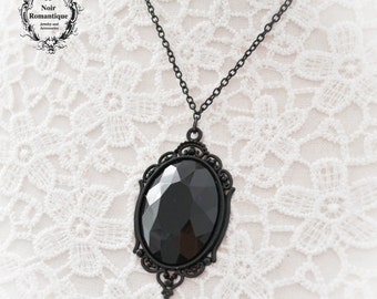 Black victorian gothic necklace-Gothic jewelry-Came0 necklace-gothic pendant-30x40mm-necklace