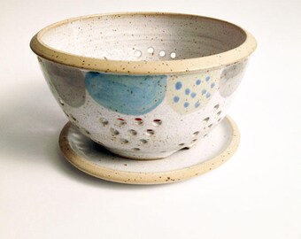 Fruit strainer with platter - turquoise/Green