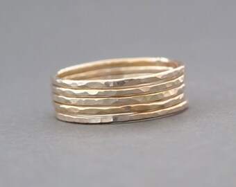 Super Thin Gold Rings gift for mum hammered stacking rings gold ring thumb ring or midi ring