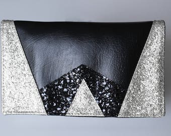 Tür Scheckheft Grafik schwarz und Silber glitter