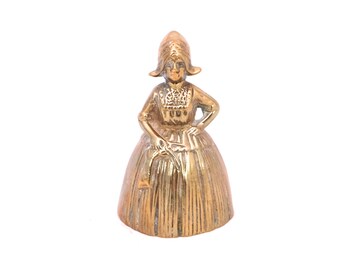 Vintage Brass Lady Bell, Old Brass Visitors Hand Bell, Brass Lady Calling Bell, Crinoline Lady Bell, Solid Brass Desk Bell, Dinner Bell