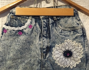 Retro/ Vintage/ Distressed Denim One of a Kind Shorts by Rio/Size 7