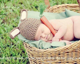 Newborn Bunny Hat, bunny hat, baby bunny hat, Baby Girl Hat, ready to ship, crochet, handmade, Baby boy hat, rabbit hat, animal hat