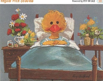 ON SALE Vintage 70s Suzy's Zoo Greeting Card Get Well Duck Suzy Spafford