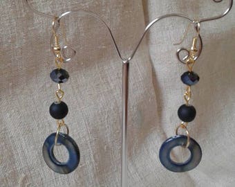 Earrings "Black Pearl ring"
