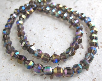 Extreme Mystic Smokey Topaz Faceted 7mm Step Cut Rondelle Beads 10 beads SET