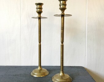brass candle holders - gold metal candle sticks - Mid Century Modern - boho lighting