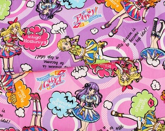 Japanese Anime Aikatsu Character Fabric made in Japan by the Half Meter