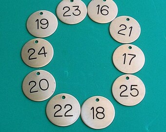 Brass Tags Number Tags Numbered Tags Tokens Steampunk Jewelry DIY Jewelry Tag